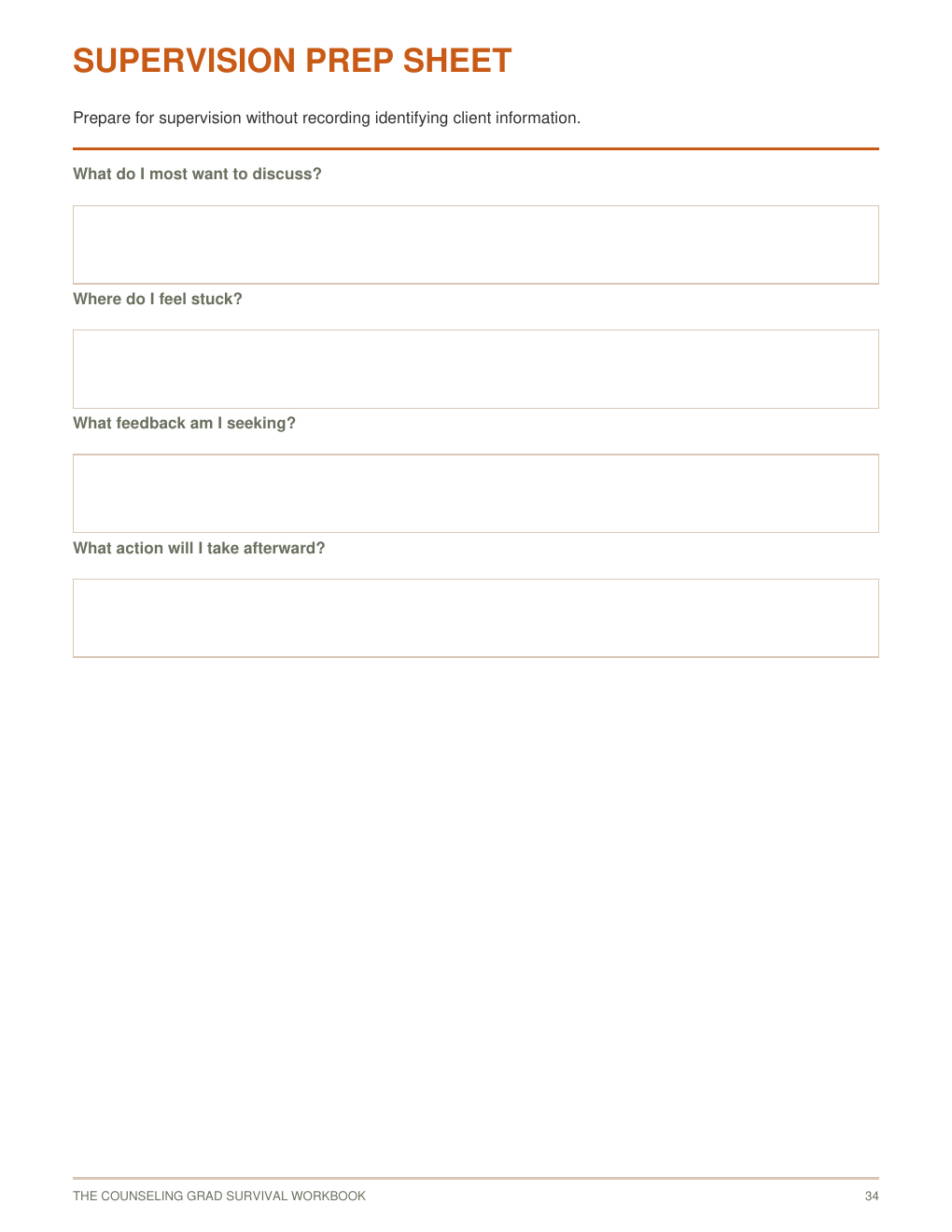 The Counseling Grad Survival Workbook | 47-Page Fillable Workbook for Counseling Graduate Students