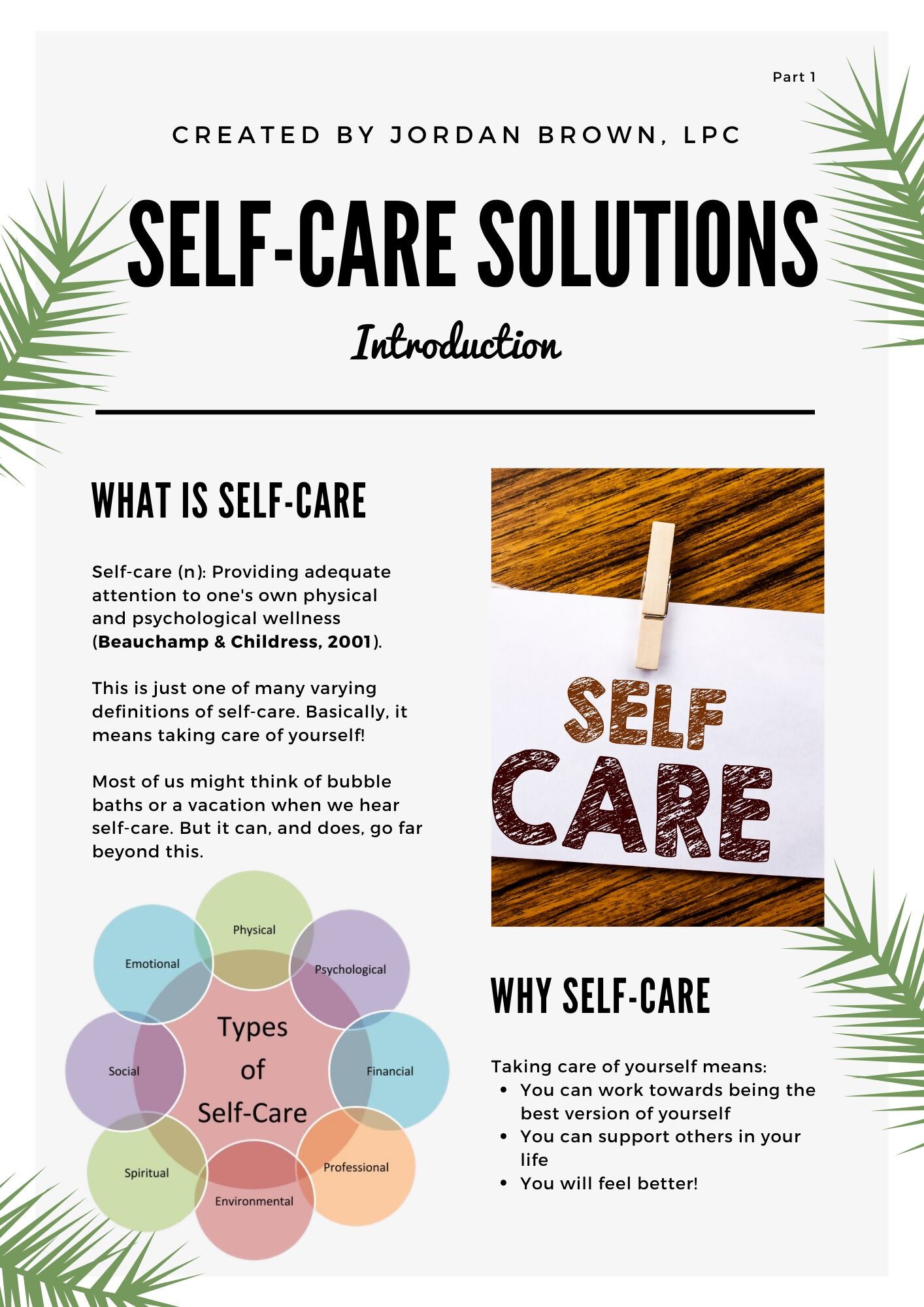 Self Care Solutions Newsletters Part 1: General Self-Care Information