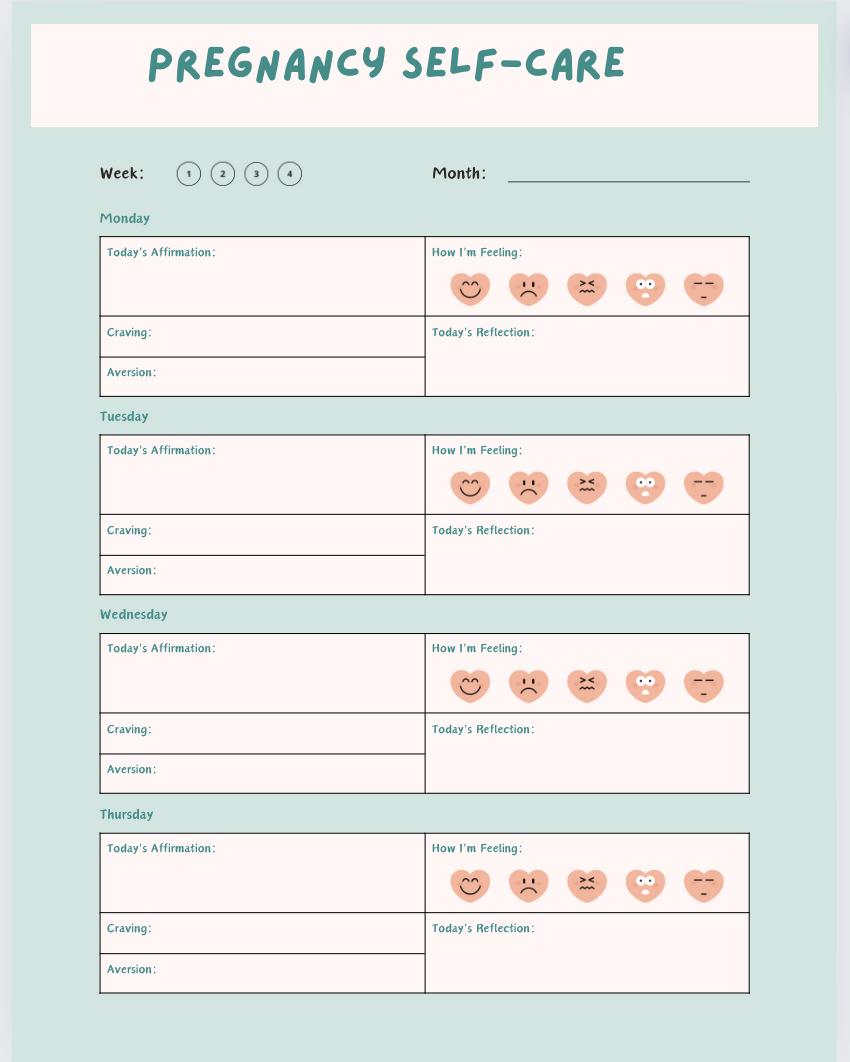 Printable Pregnancy Journal - Monitor Your Physical Well-Being with this Printable PDF