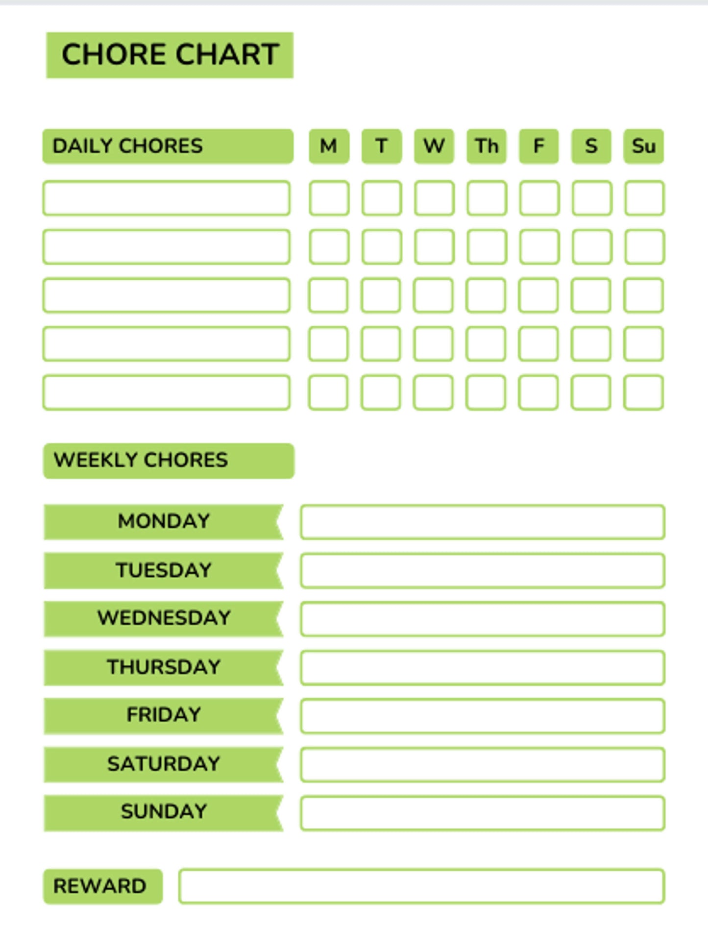 Colorful chore chart (habit tracker)