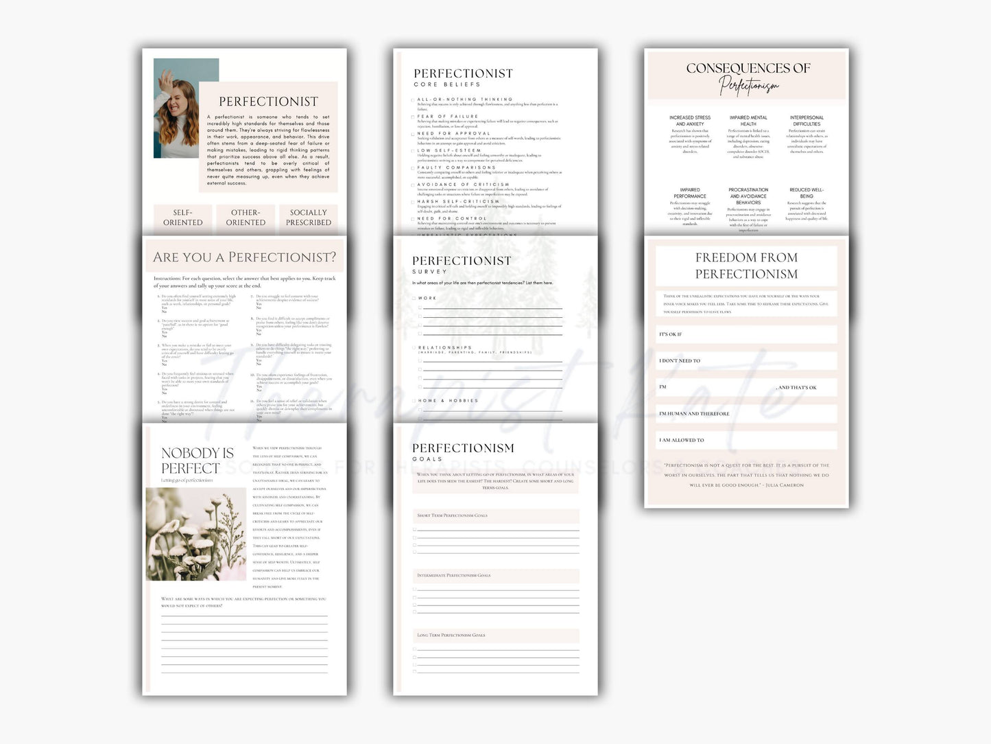 Perfectionism Worksheet Set