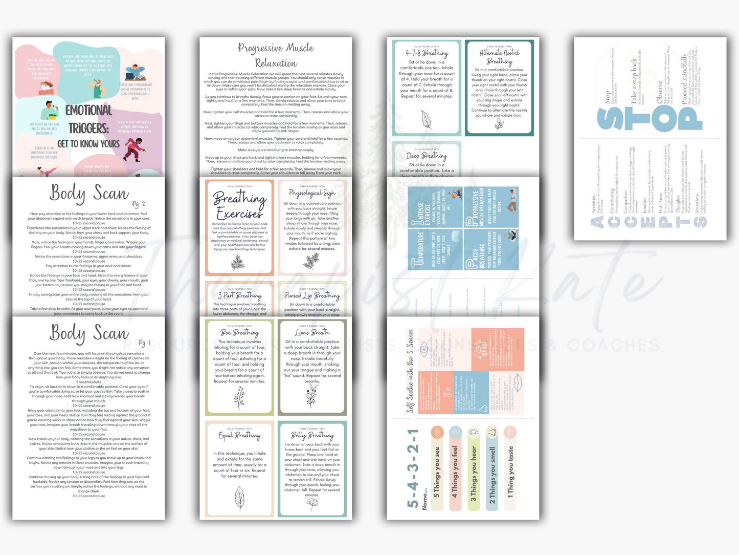 Grounding & Distress Tolerance Worksheets & Handouts