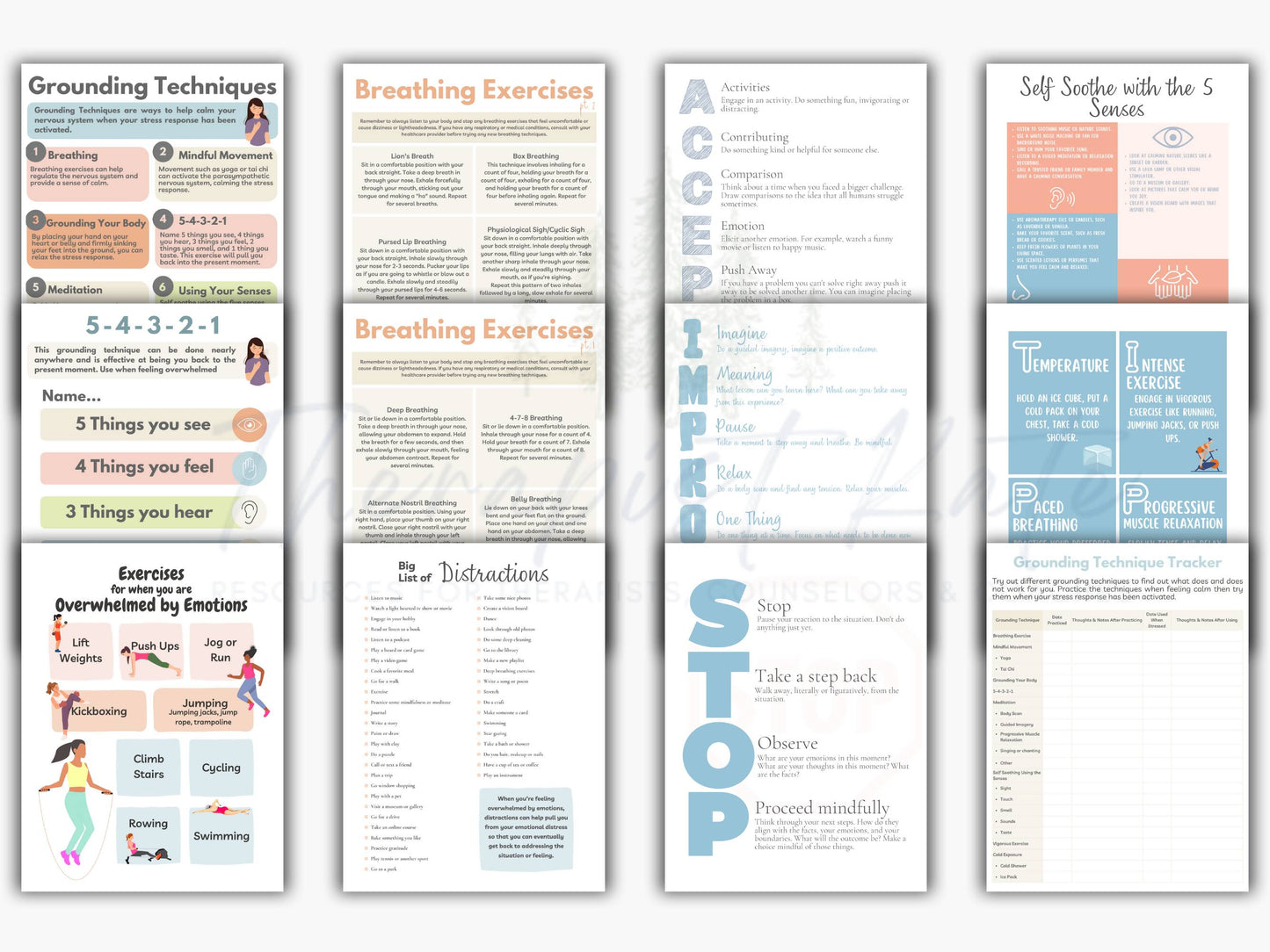 Grounding & Distress Tolerance Worksheets & Handouts