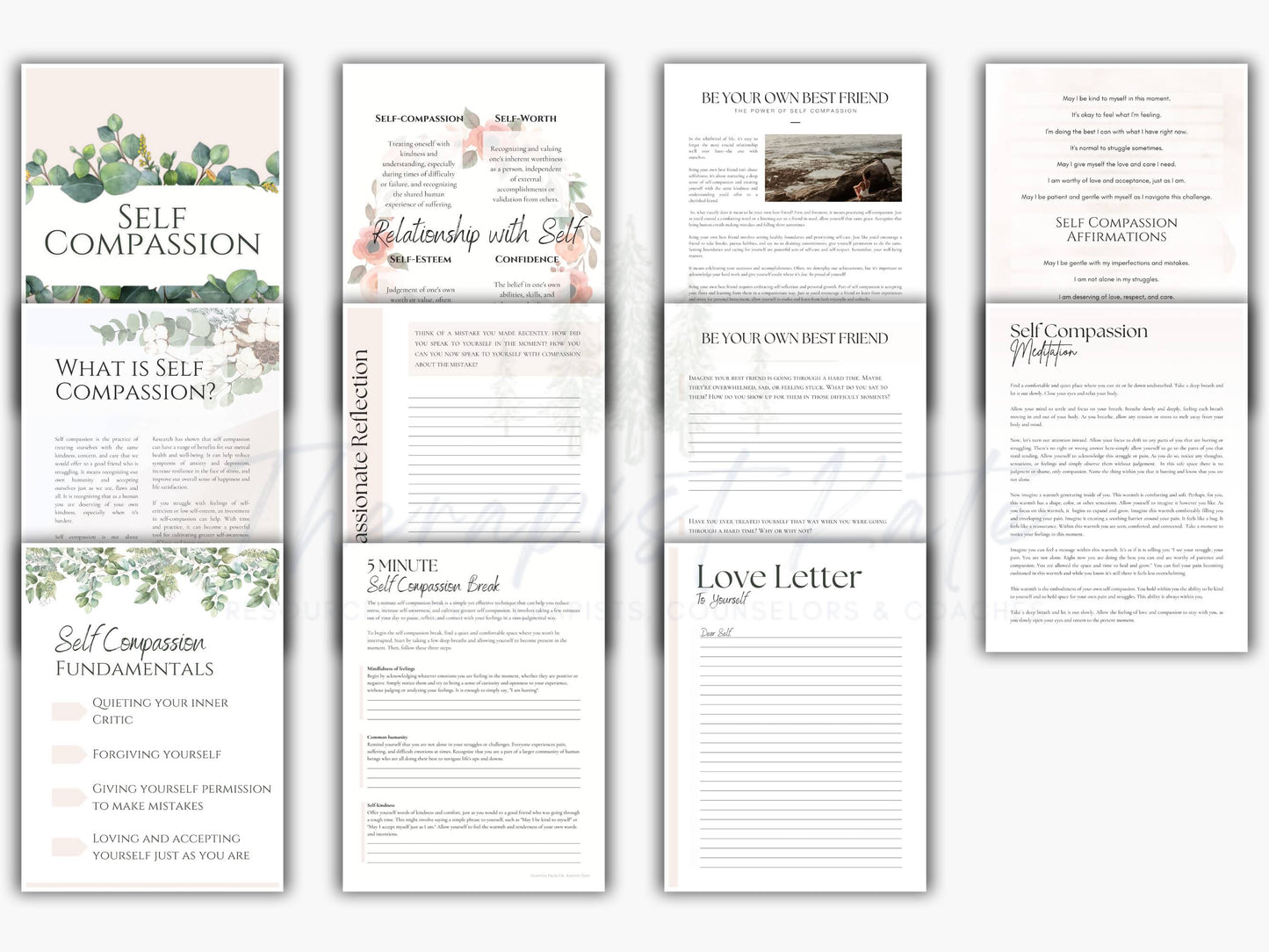 Self Compassion Worksheets