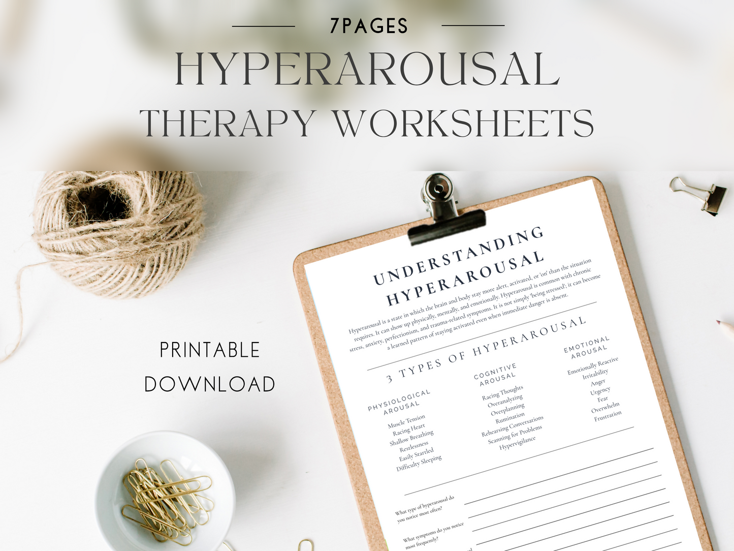 Hyperarousal Worksheets