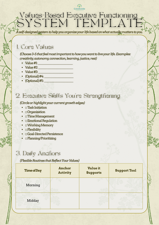 Values-Based Executive Functioning System Template