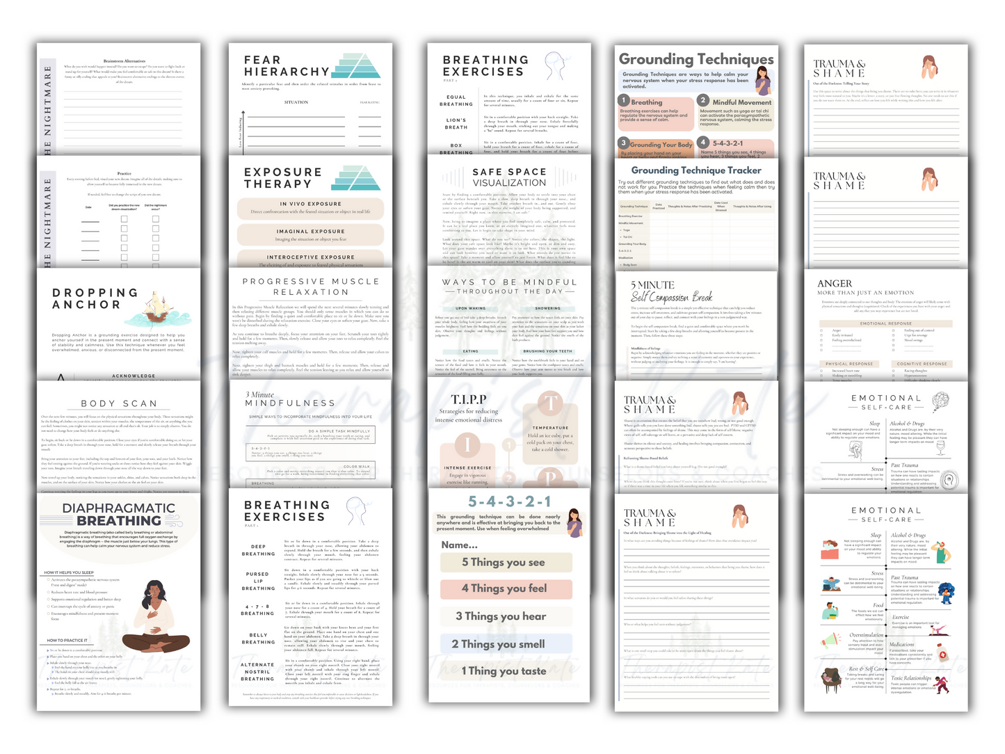 Trauma Informed Therapy Worksheet Bundle