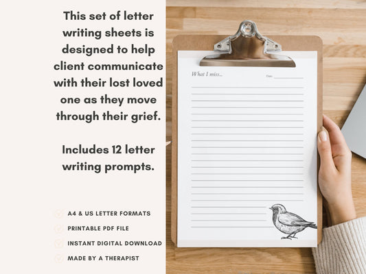 Grief Letter Writing Worksheets
