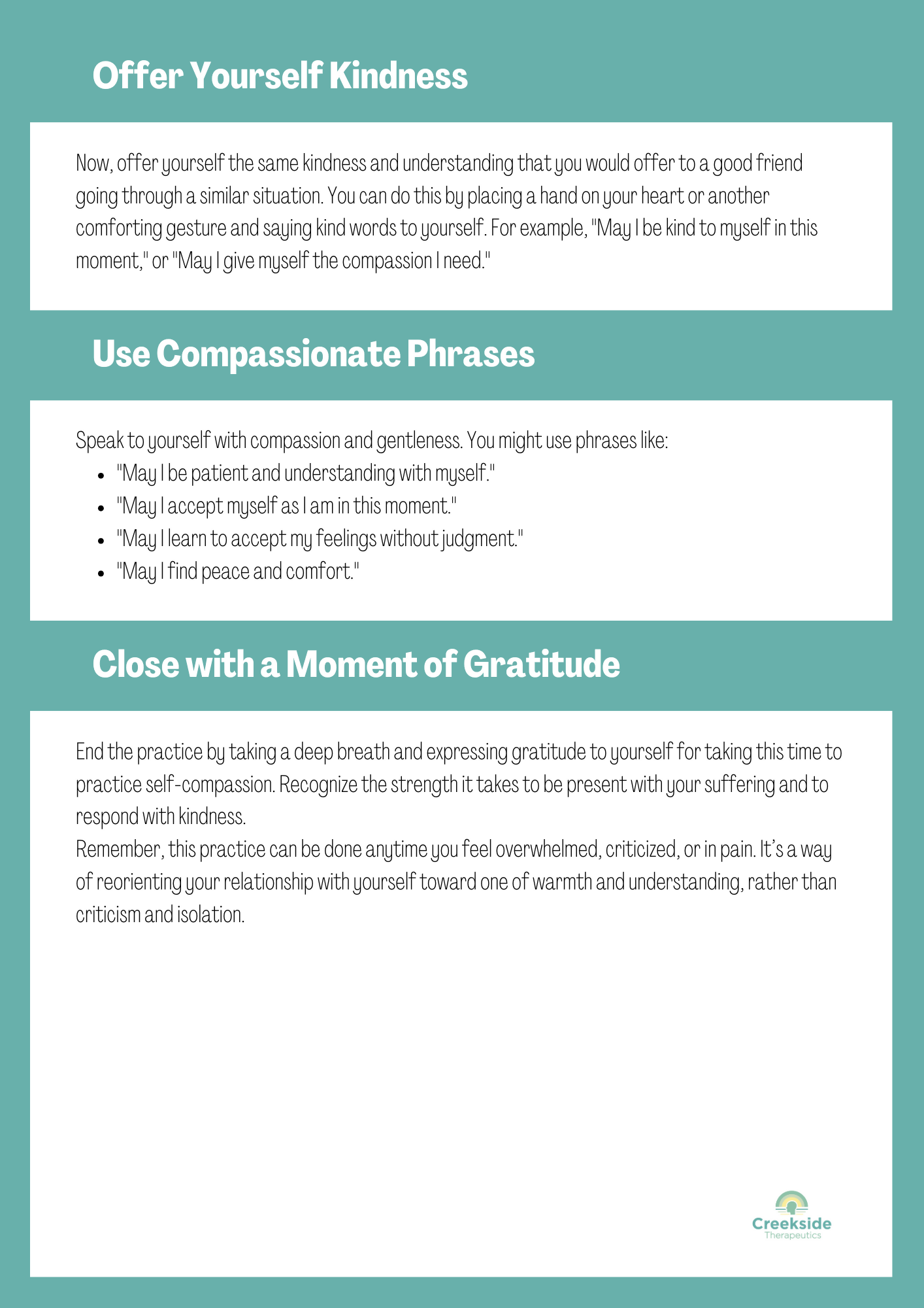 Compassionate Self Script Self-Compassion Break Script