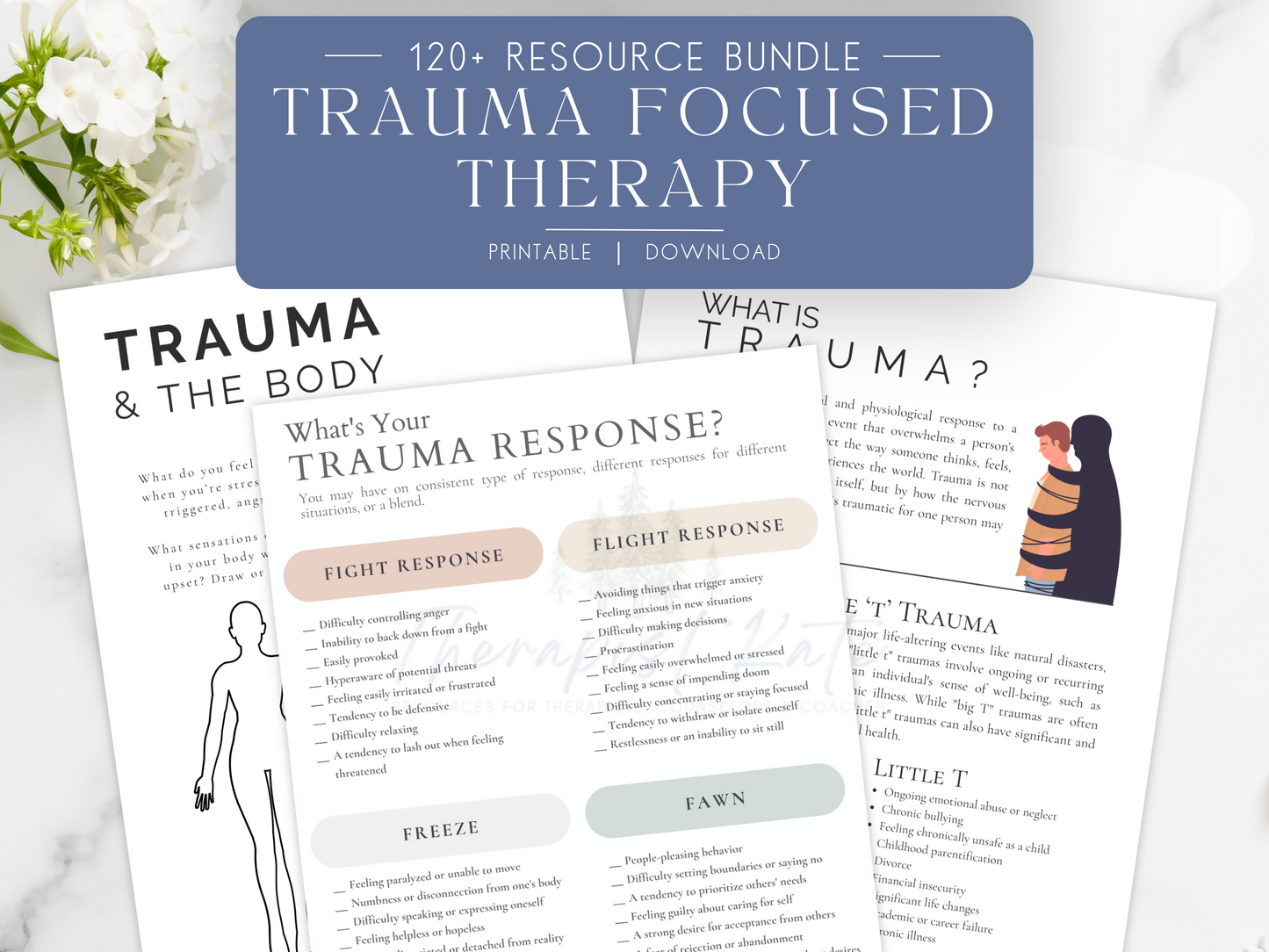 Trauma Informed Therapy Worksheet Bundle