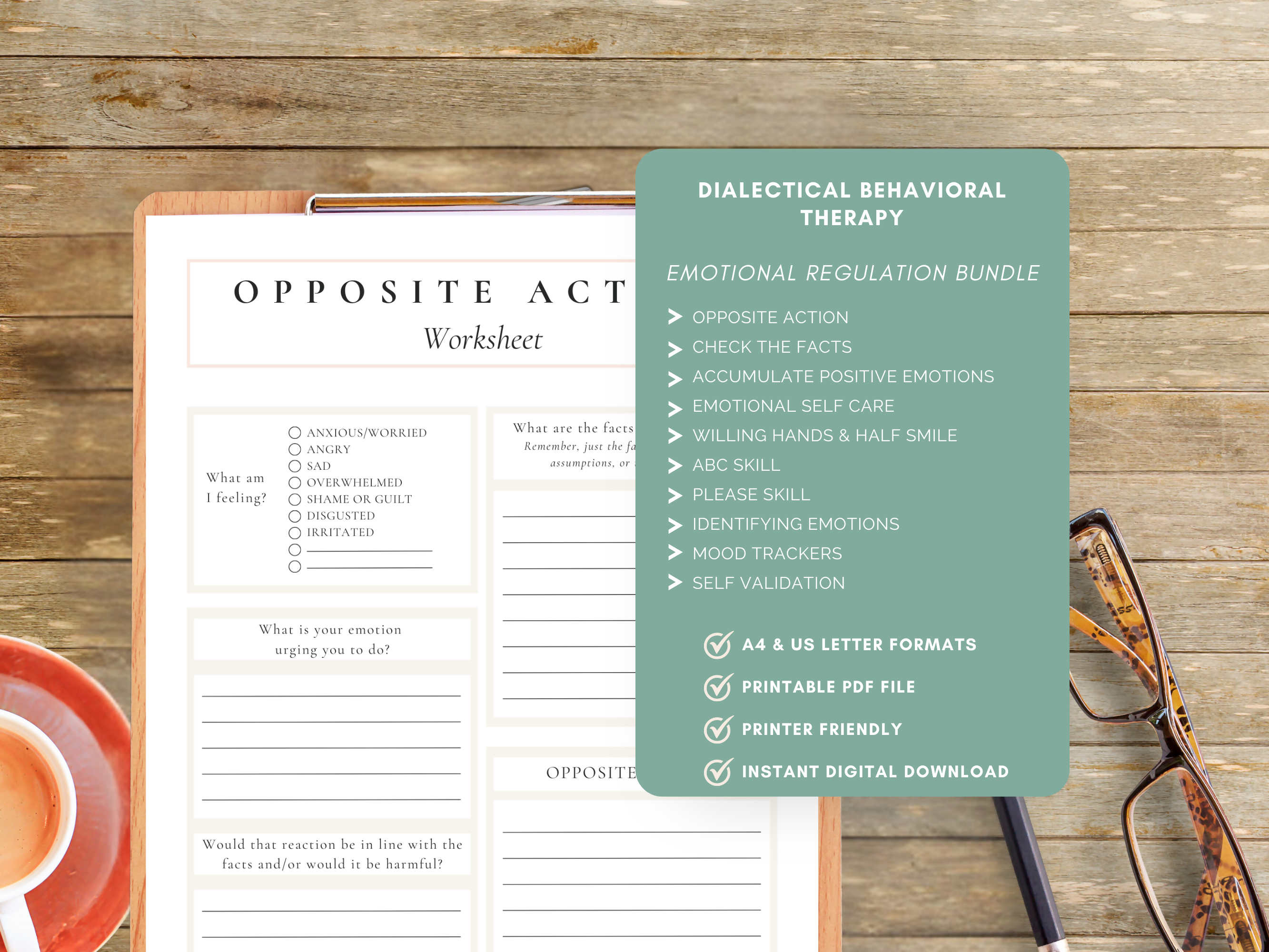 DBT Emotional Regulation Worksheet Bundle