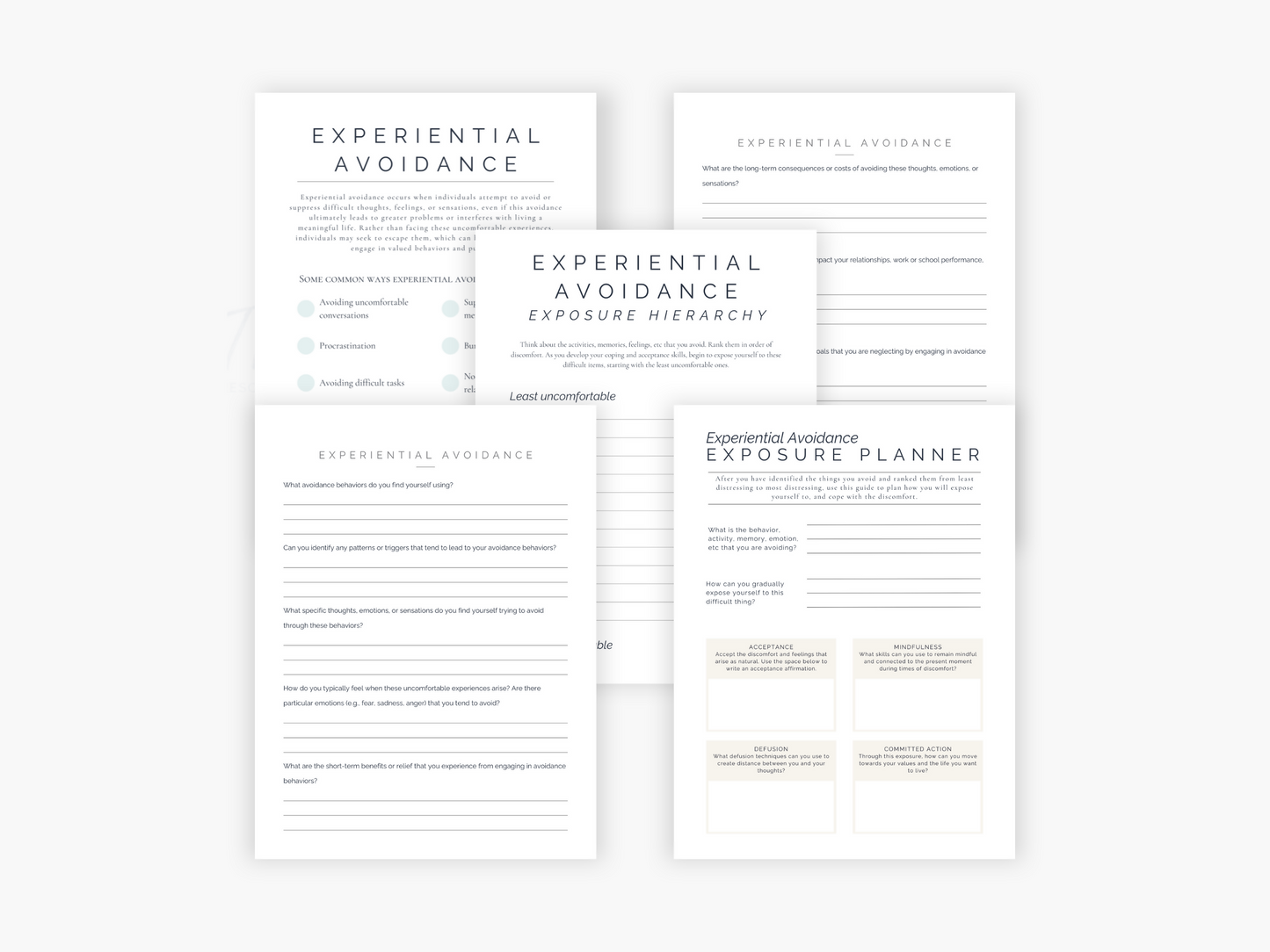 Experiential Avoidance ACT Worksheets