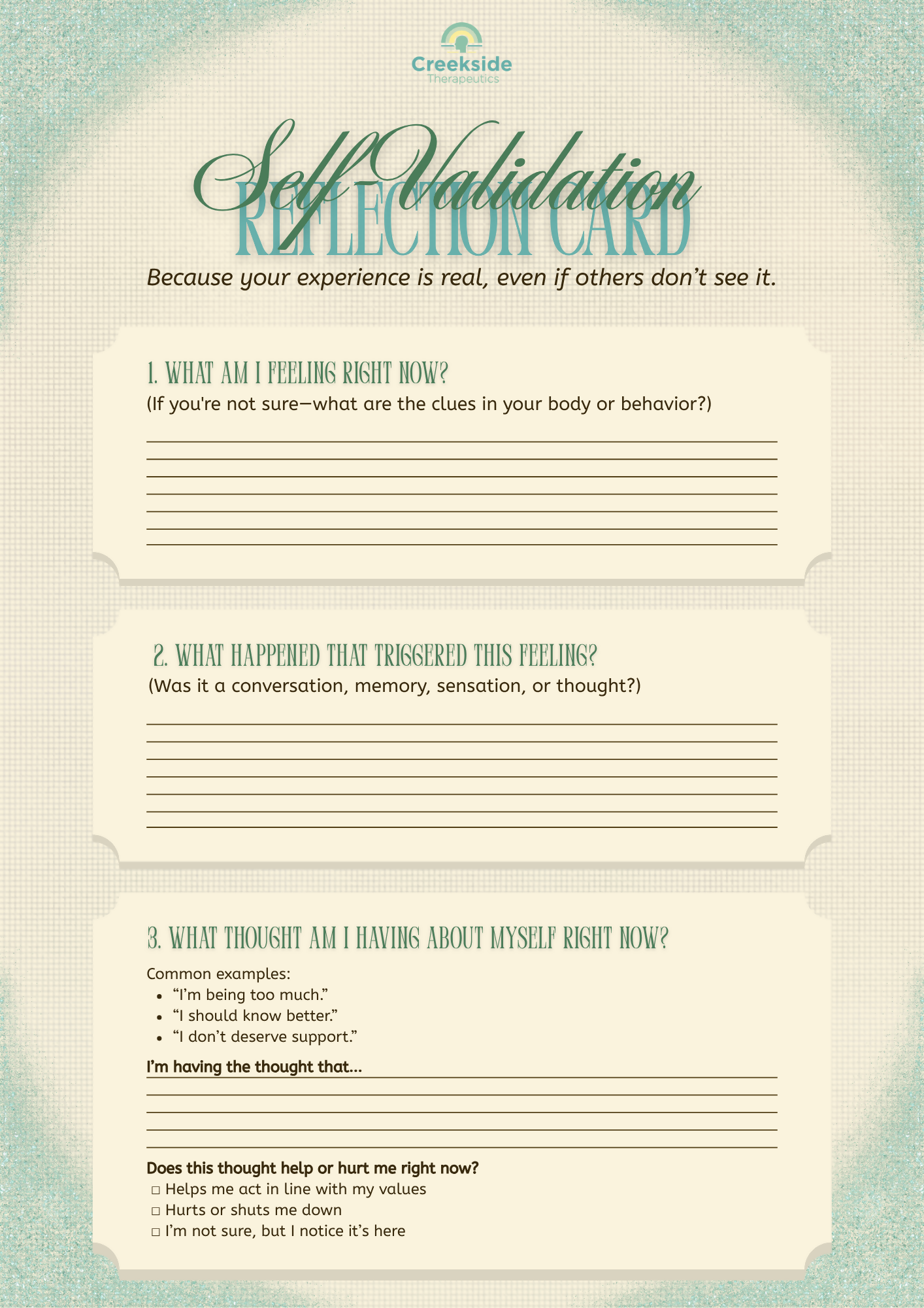 Self-Validation Reflection Card
