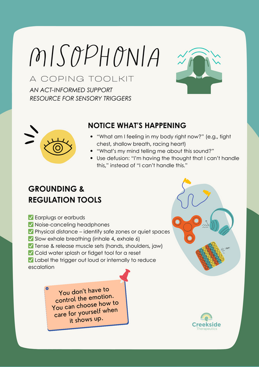 Misophonia Coping Toolkit (ACT-Informed Sensory Trigger Support Sheet)