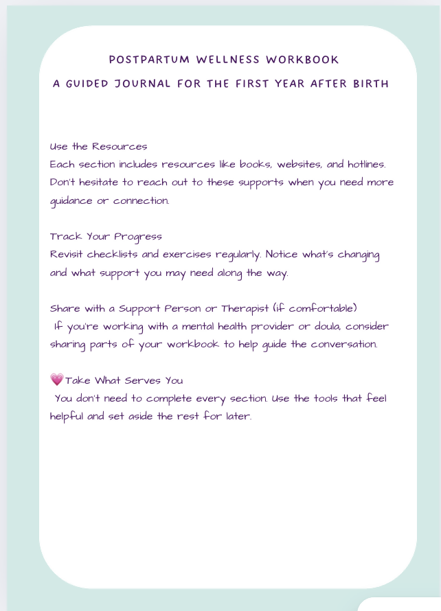 Postpartum Wellness Journal | Guided Workbook for New Parents (PDF Download)