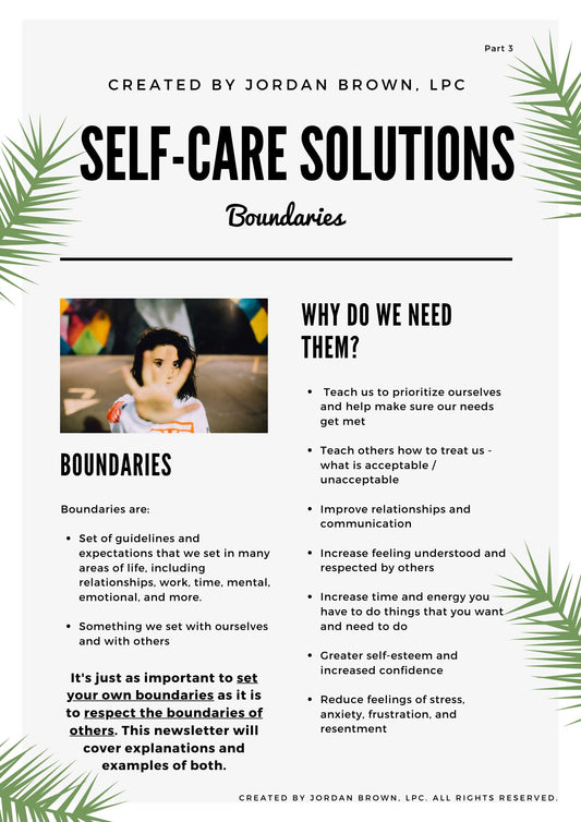 Self Care Solutions Newsletter Part 3: Boundaries