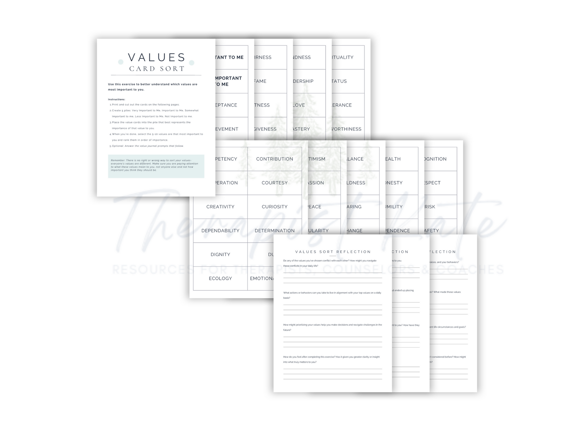 Value Card Layout Values Card Sort