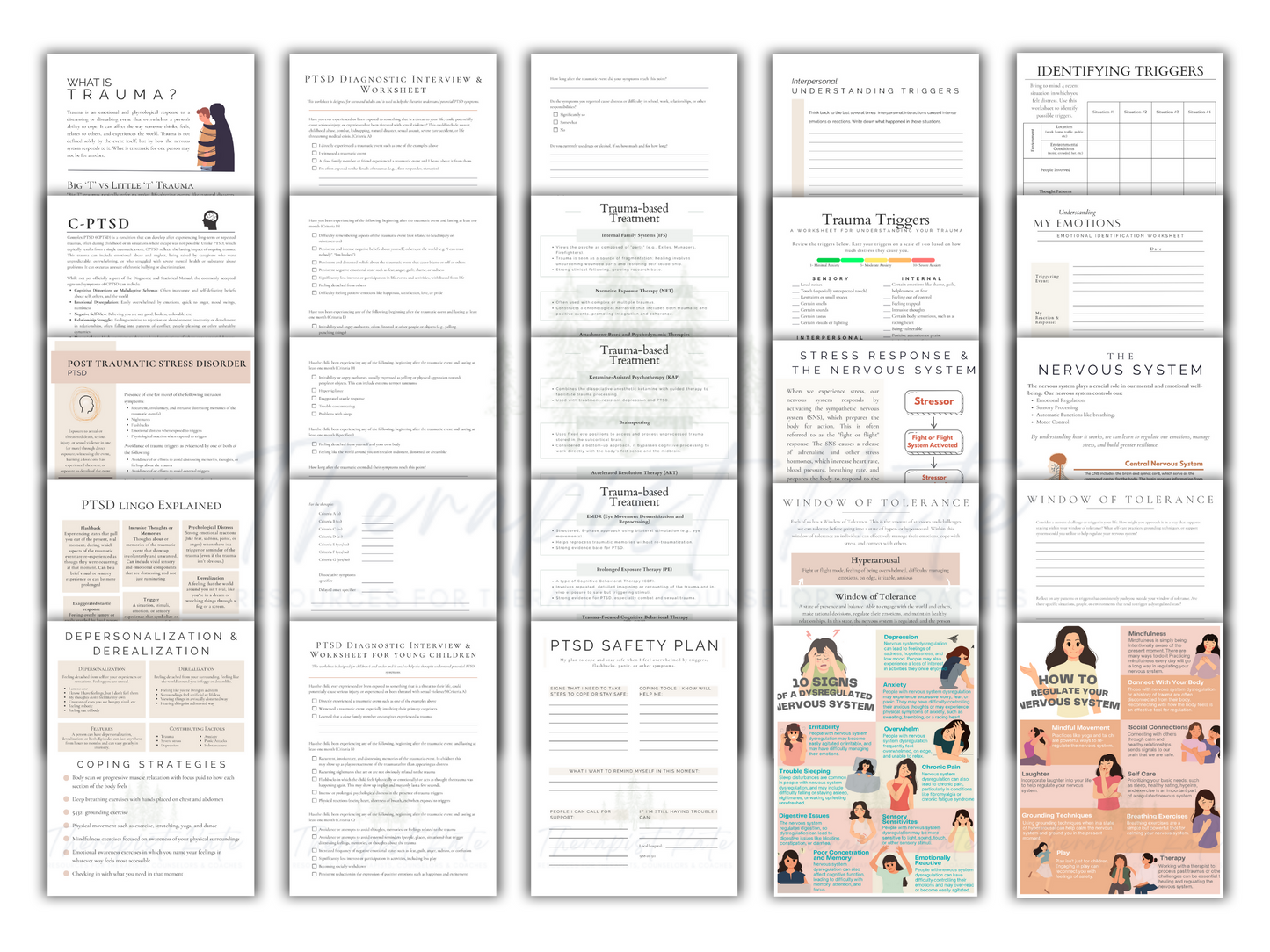 Trauma Informed Therapy Worksheet Bundle