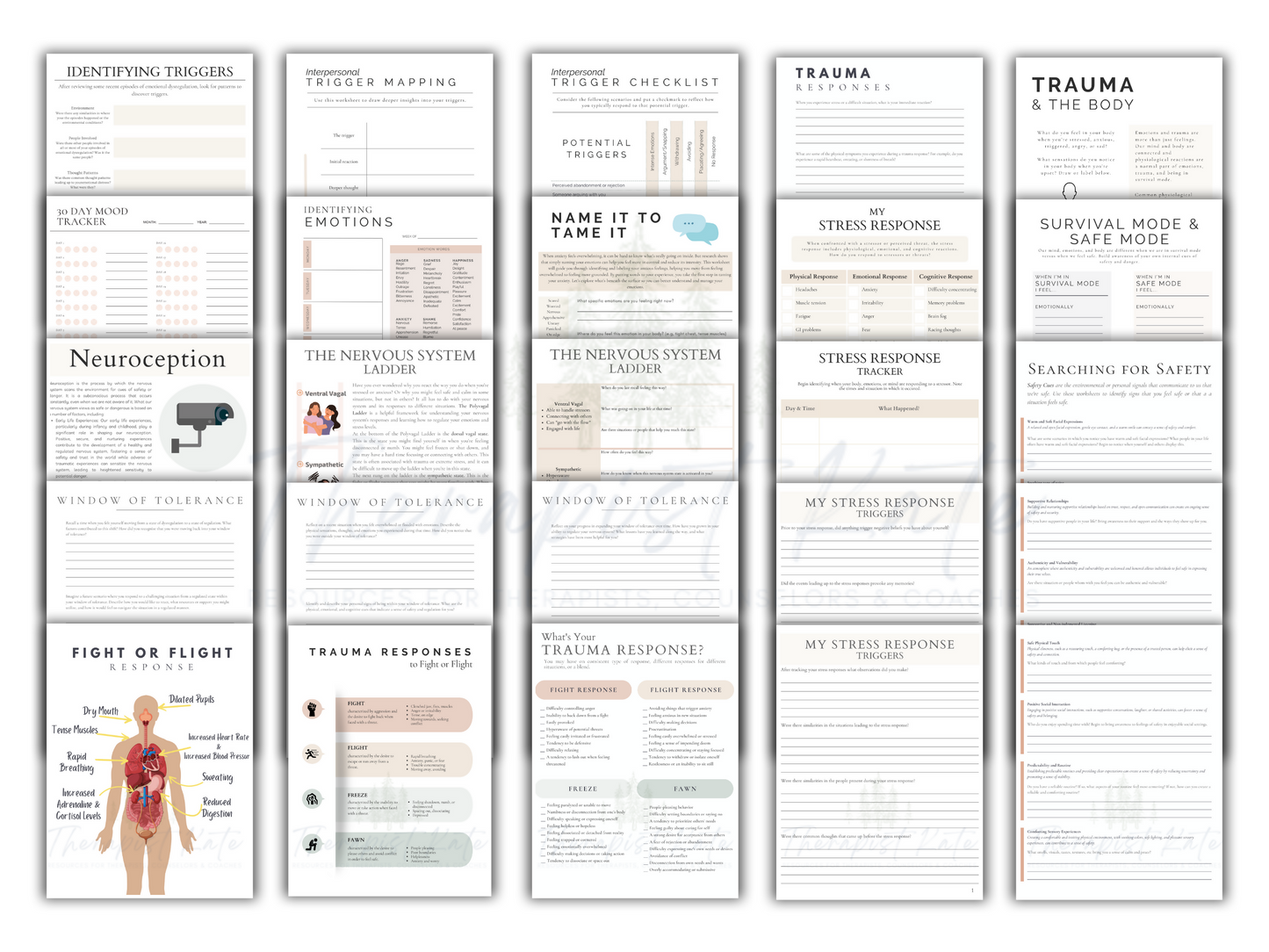 Trauma Informed Therapy Worksheet Bundle