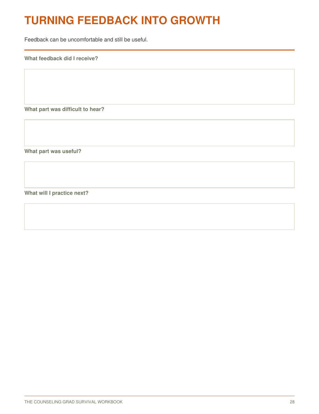 The Counseling Grad Survival Workbook | 47-Page Fillable Workbook for Counseling Graduate Students