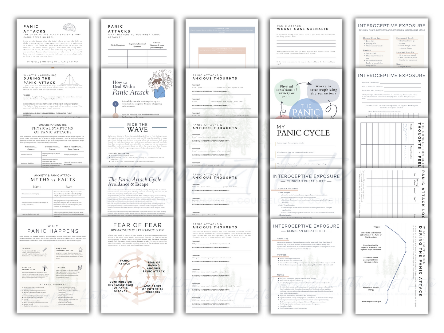 Panic Attack and Panic Disorder Printable Therapy Worksheets