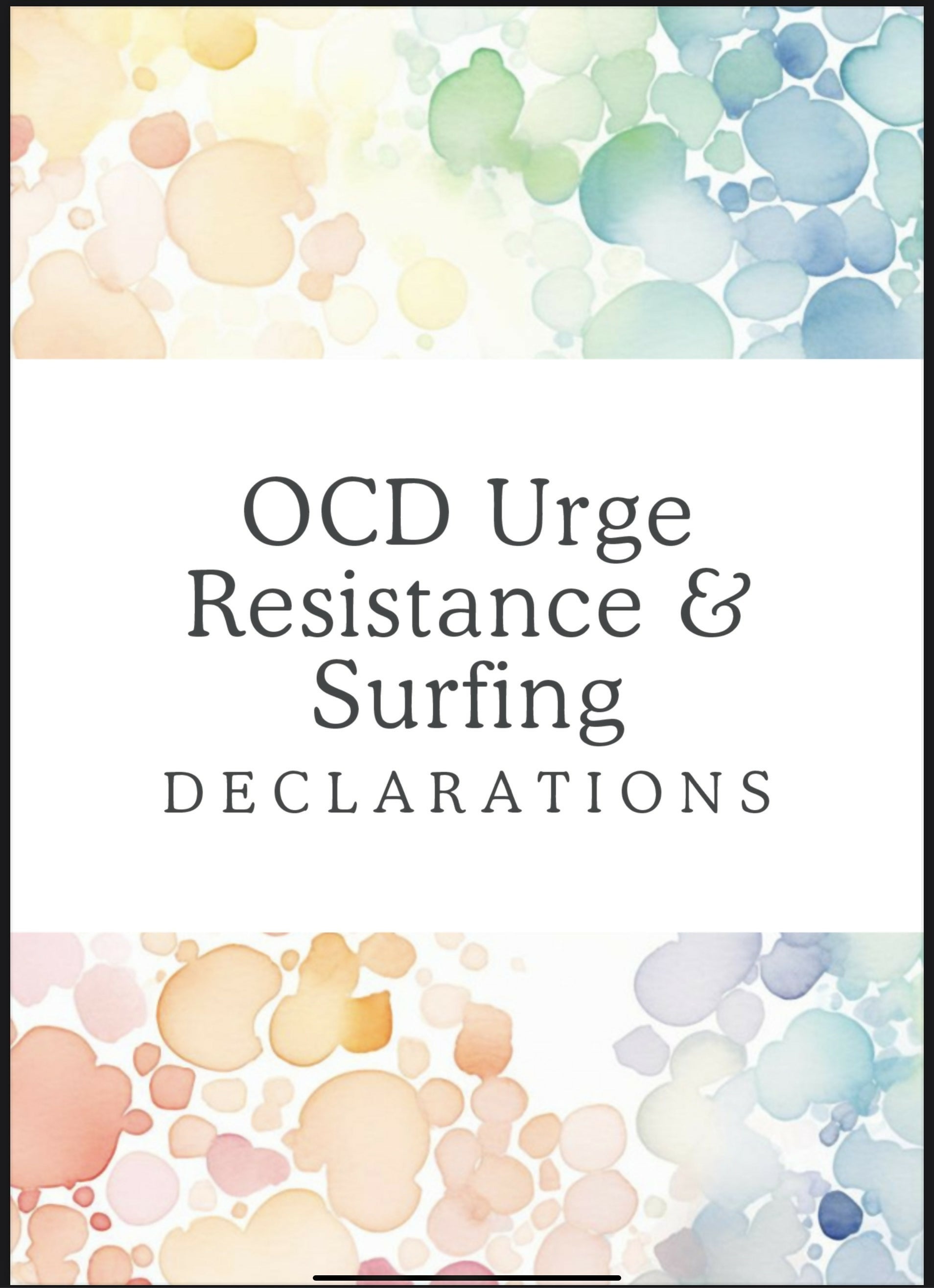 OCD Urge Surfing Affirmation Cards Ocd urge surfing affirmation cards