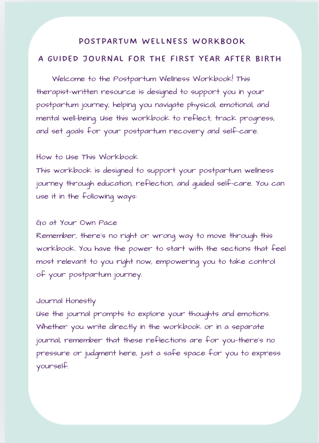 Postpartum Wellness Journal | Guided Workbook for New Parents (PDF Download)