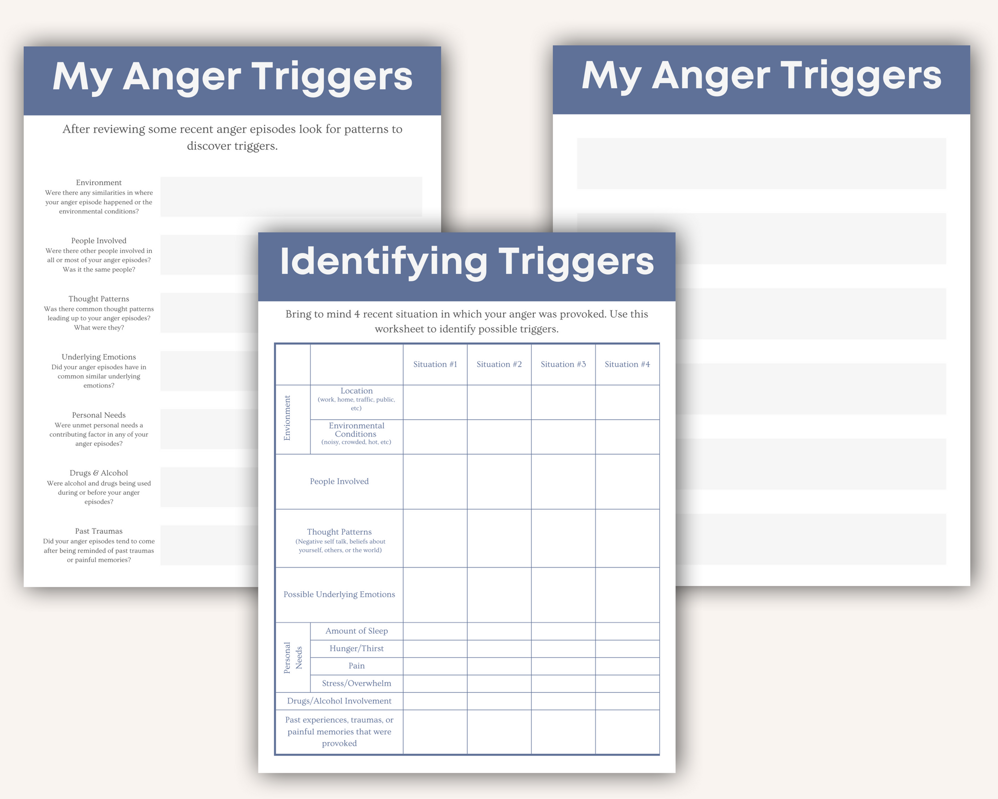 Anger Triggers Worksheets Identify Sources of Anger & Heal