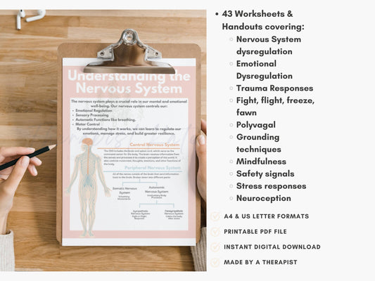 Nervous System Therapy Worksheet Bundle