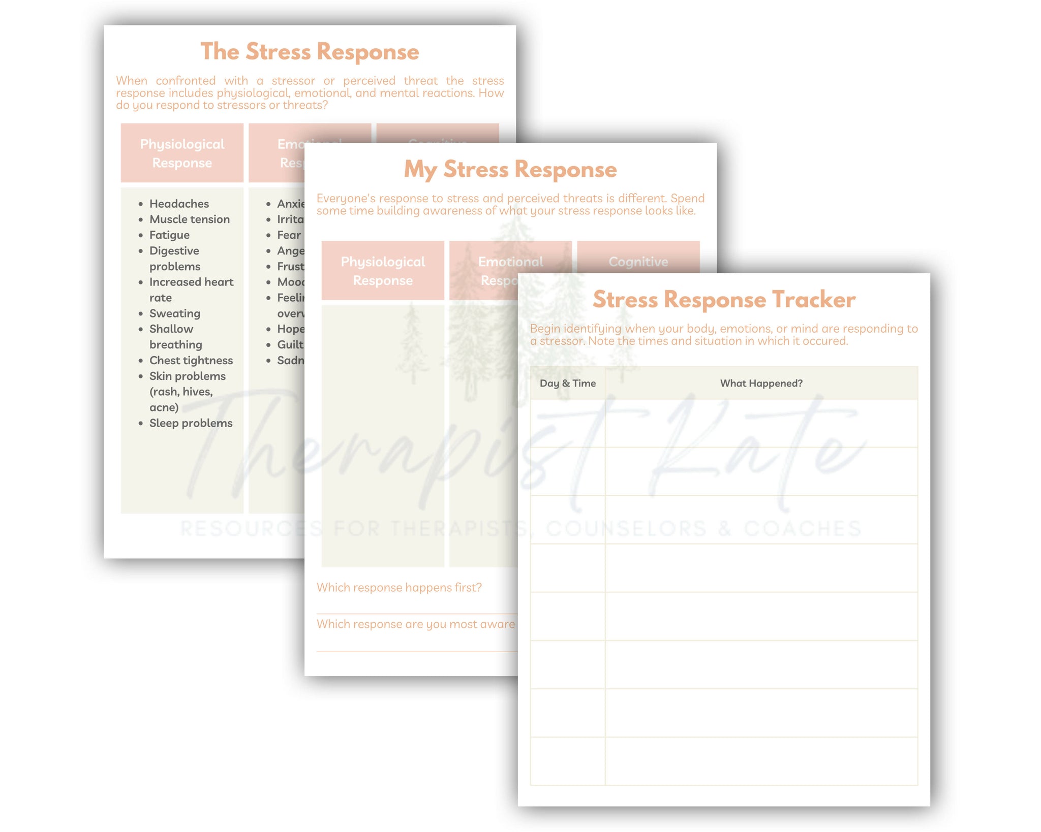 Stress Response Worksheets | Counseling Resources