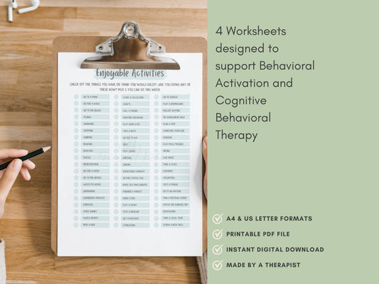 CBT Behavioral Activation Worksheets Bundle