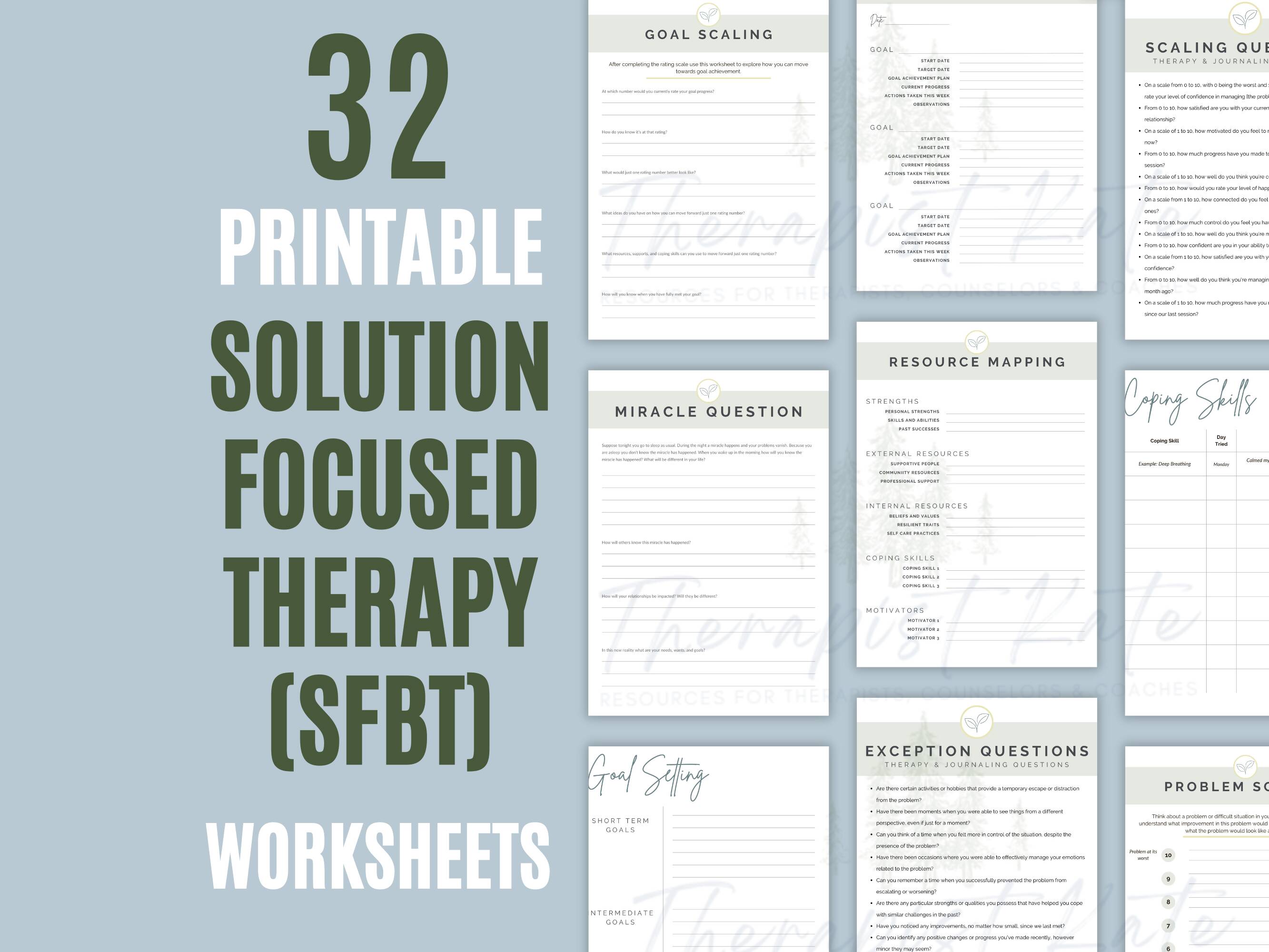 Solution Focused Worksheets.pdf Solution Focused Therapy Bundle