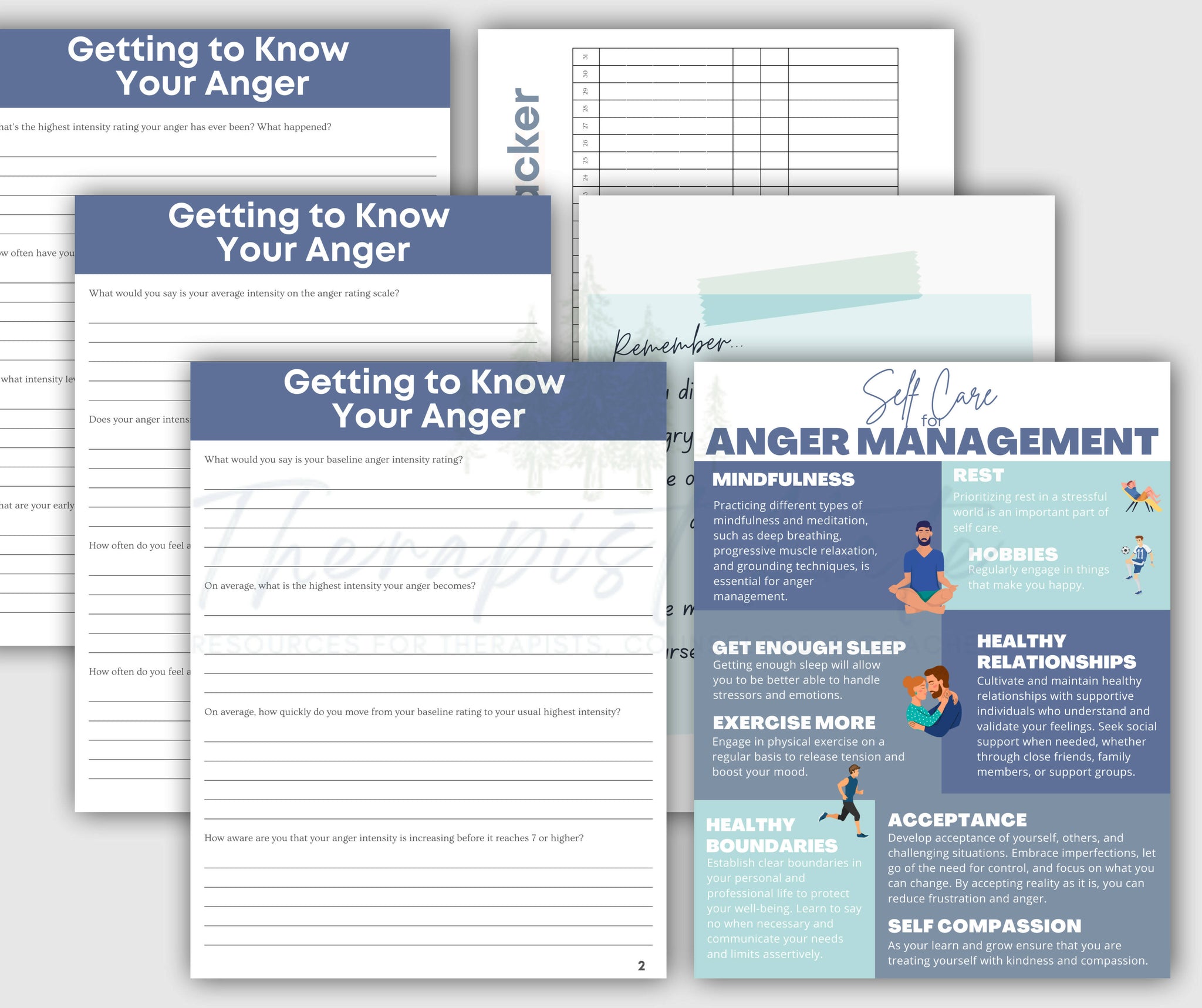 Anger Help Tools Anger Management Bundle - 75+ Resources for Therapy