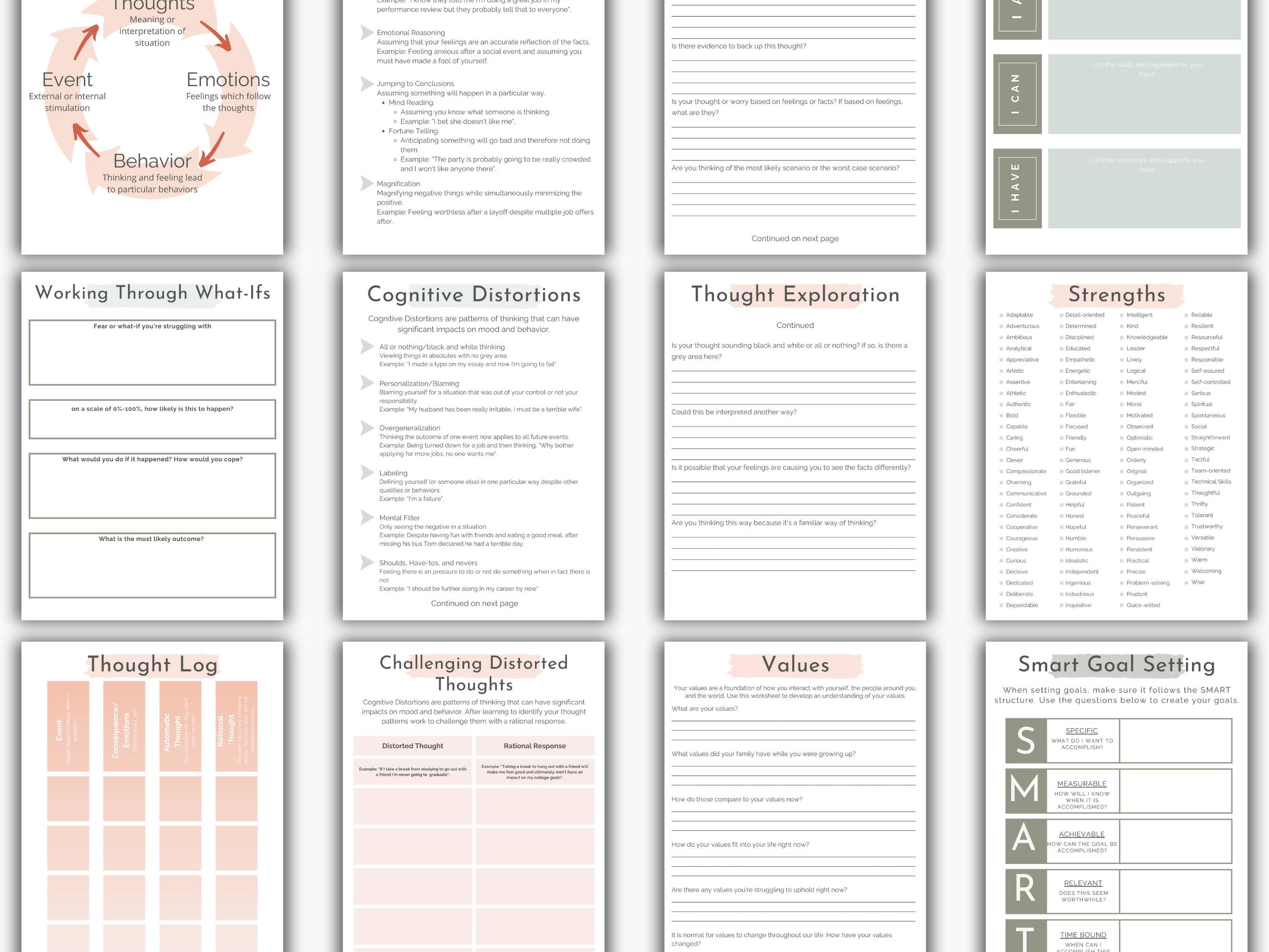 Cognitive Behavioral Therapy Worksheet Bundle