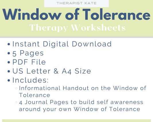 Window of Tolerance Therapy Worksheets