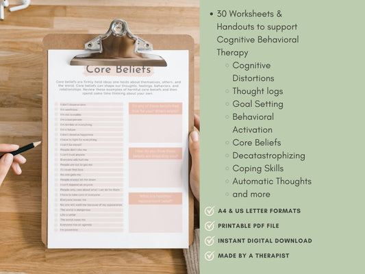 Cognitive Behavioral Therapy Worksheet Bundle